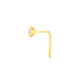 22K Yellow Gold Cubic Zirconia Small Classic Nose Pin with Wire with gold weight of 0.13g